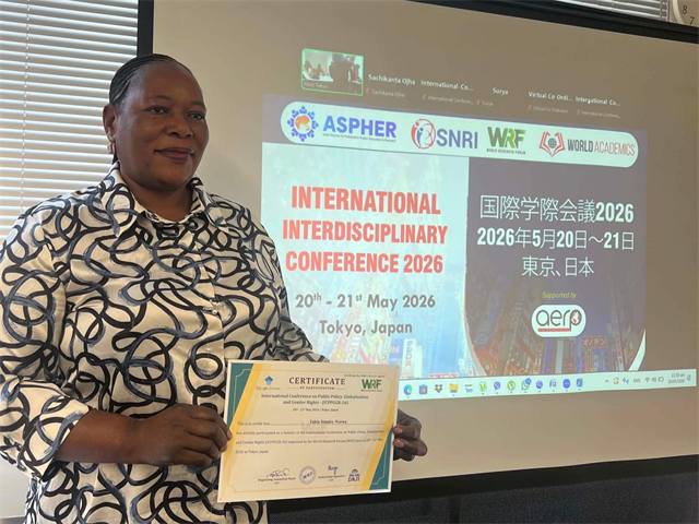 Author receiving a certificate at a JSIC conference